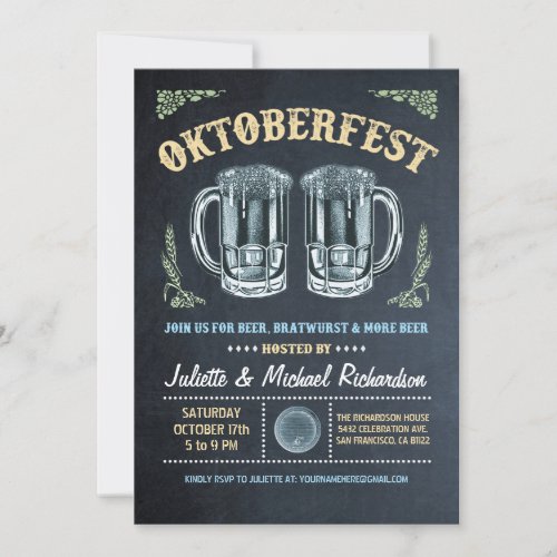 Oktoberfest Invitations  Chalkboard