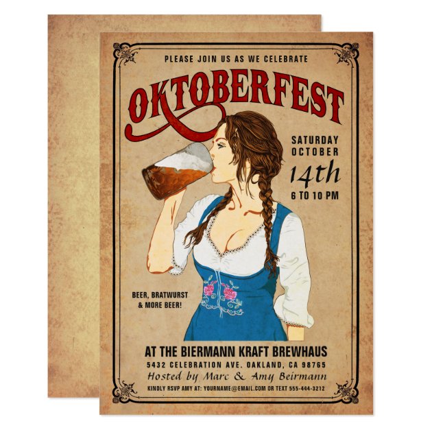 Oktoberfest Invitations Vintage Oktoberfest Woman