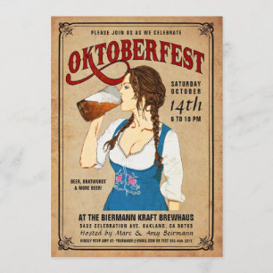 Oktoberfest Invitations Vintage Oktoberfest Woman