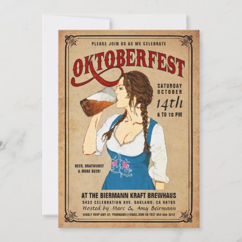 Oktoberfest Invitations Vintage Oktoberfest Woman