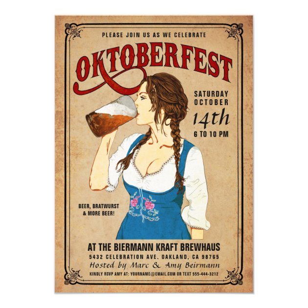 Oktoberfest Invitations Vintage Oktoberfest Woman