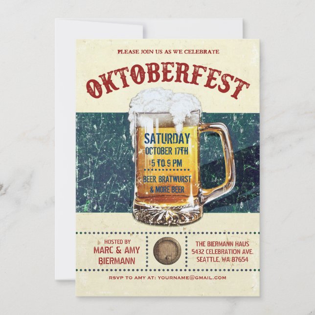Oktoberfest Invitations - Vintage Rustic v.1 (Front)