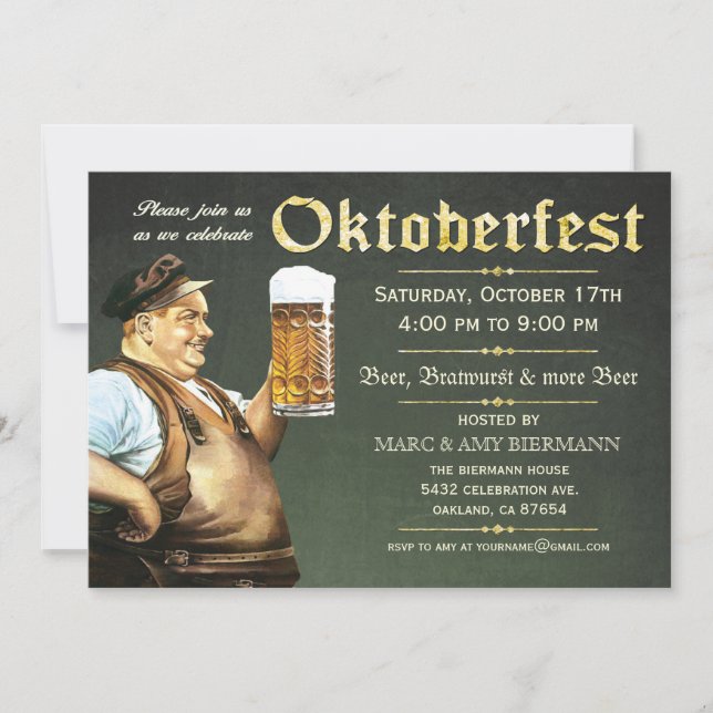 Oktoberfest Invitations (Vintage) v.1 (Green) (Front)