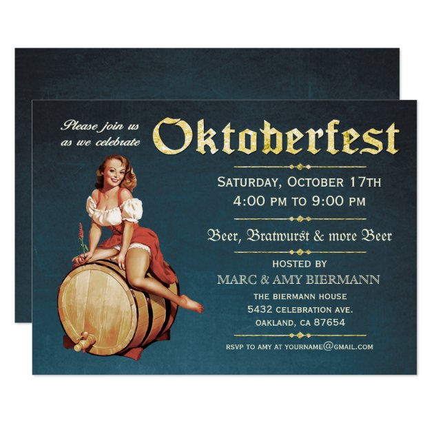 Oktoberfest Invitations (Vintage) V.2 (Blue)