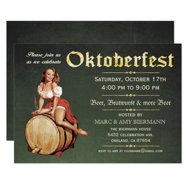 Oktoberfest Invitations (Vintage) V.2 (Green)