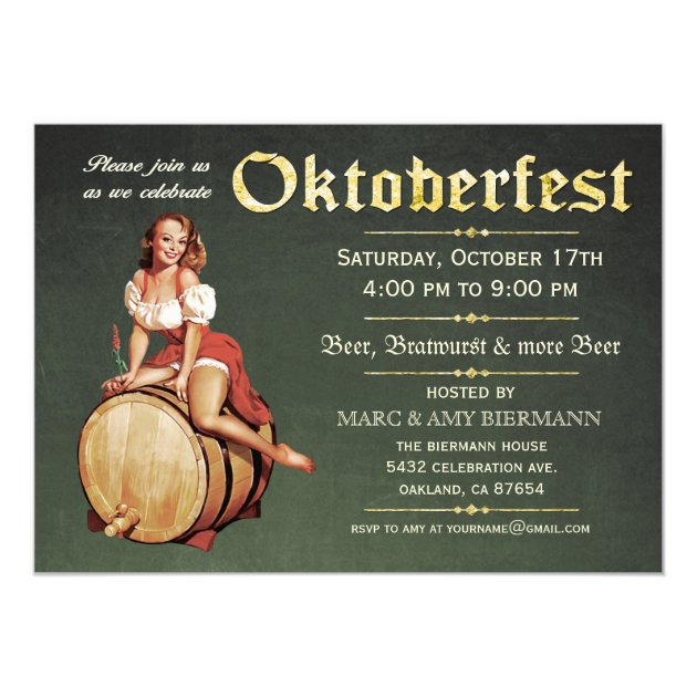 Oktoberfest Invitations (Vintage) V.2 (Green)