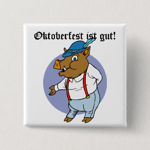 Oktoberfest ist gut! Boar in Alpin Hat Button
