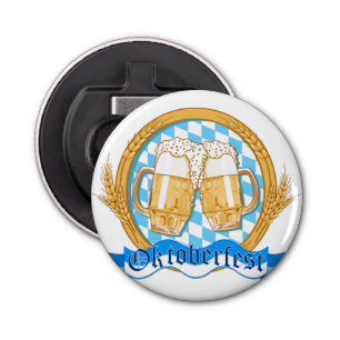 Oktoberfest Label Design With Beer Glasses Bottle Opener