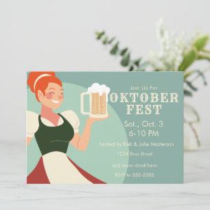 Oktoberfest Lady with beer Invitation