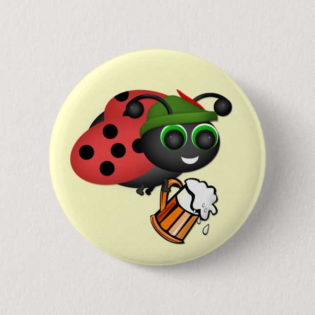 Oktoberfest Ladybug with Beer Button (Front)