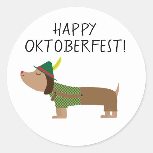 Oktoberfest Lederhosen Dog Party Favor Classic Round Sticker