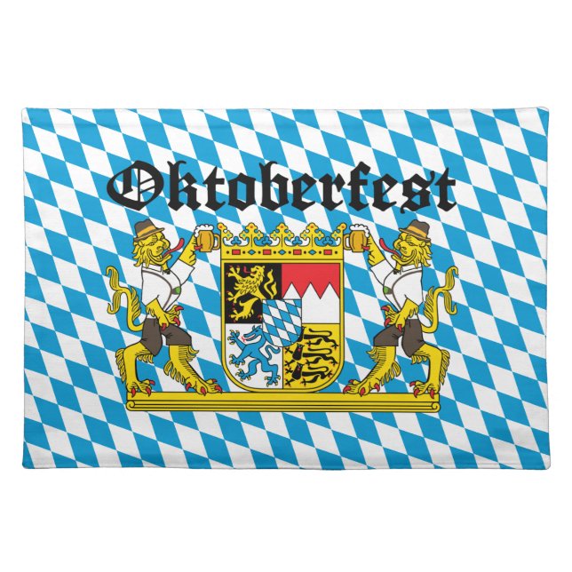 Oktoberfest - Leones con cerveza Cloth Placemat (Front)