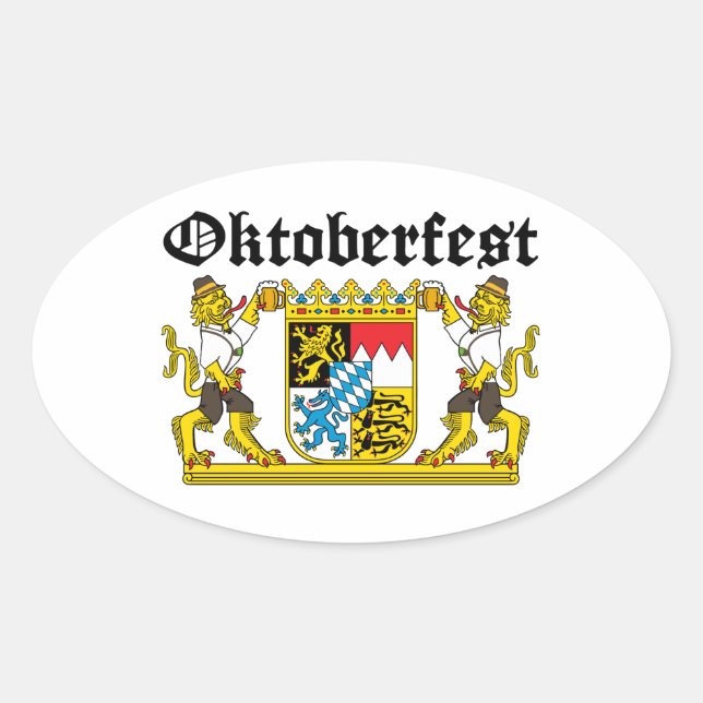 Oktoberfest - Leones con cerveza Oval Sticker (Front)
