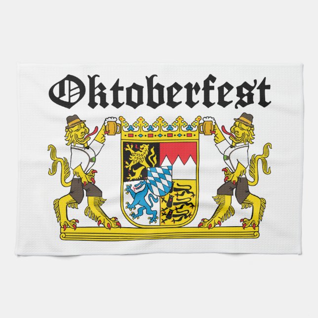Oktoberfest - Leones con cerveza Towel (Horizontal)