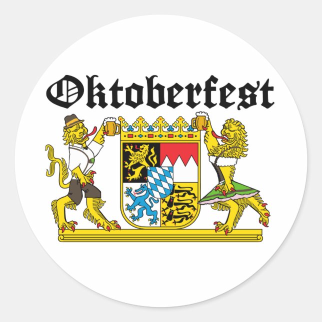Oktoberfest Leones in suits Classic Round Sticker (Front)