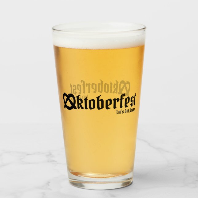 Oktoberfest Let's Get Knotty Typography Funny Pun Glass (Front Filled)