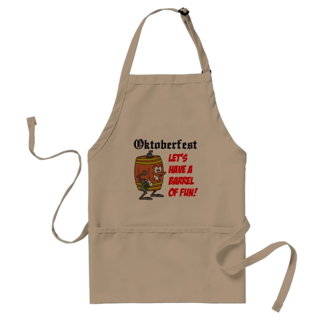 Oktoberfest Lets Have A Barrel Of Fun Cartoon Keg Adult Apron (Front)