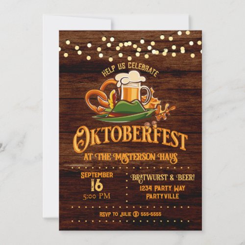 Oktoberfest Lights Beer Autumn Invitation