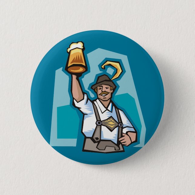 Oktoberfest Man and Beer Pinback Button (Front)