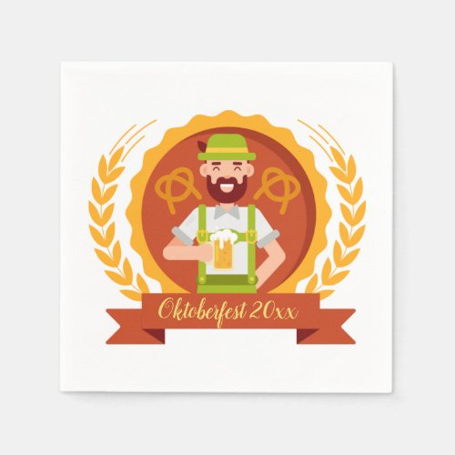 Oktoberfest Man in Alpine Hat with Beer Napkins