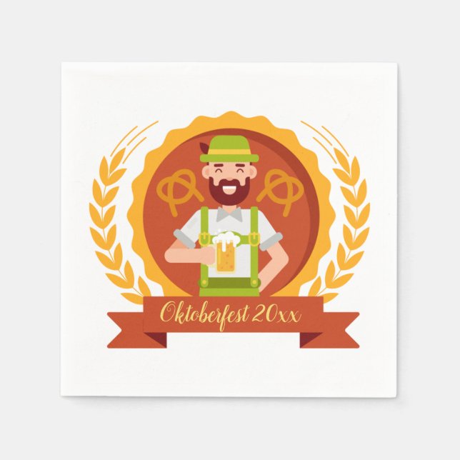 Oktoberfest Man in Alpine Hat with Beer Napkins (Front)
