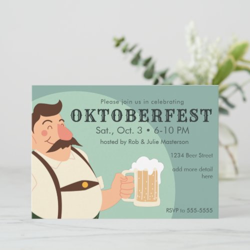 Oktoberfest Man in Lederhosen beer Invitation