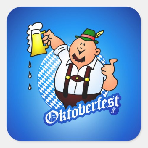 Oktoberfest _ man in lederhosen square sticker