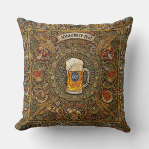 Oktoberfest Mosaic Tile Art Throw Pillow