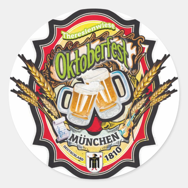 OKTOBERFEST MÜNCHEN DEUTSCHLAND CLASSIC ROUND STICKER (Front)