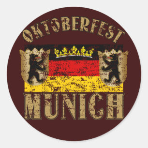 Oktoberfest Munich Distressed Look Design Classic Round Sticker