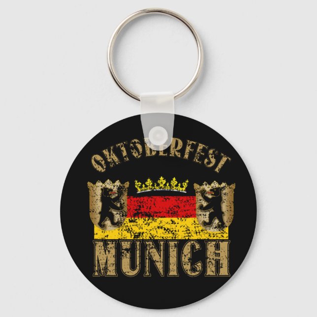 Oktoberfest Munich Distressed Look Design Keychain (Front)