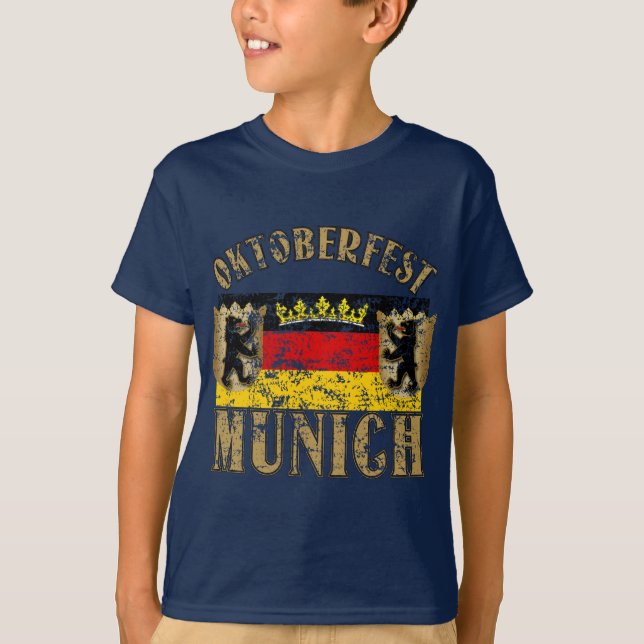 Oktoberfest Munich Distressed Look Design T-Shirt (Front)