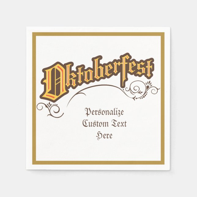 Oktoberfest October Beer Celebration Personalize Napkins (Front)