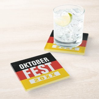 Oktoberfest Octoberfest German Flag Glass Coaster
