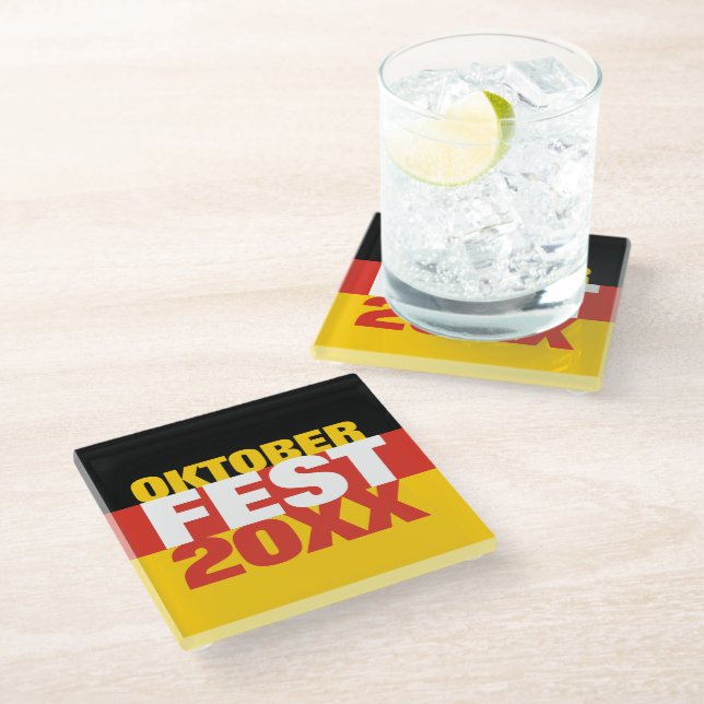 Oktoberfest Octoberfest German Flag Glass Coaster (Angled)