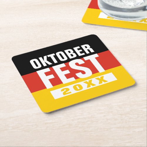 Oktoberfest Octoberfest German Flag Square Paper Coaster