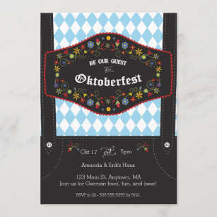 Invitation Cards for Wedding Bayern Heart Huts Gaudi Checkered Oktoberfest Munich Oktoberfest