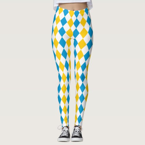 Oktoberfest Outfit Bayern Blue Yellow and White Leggings