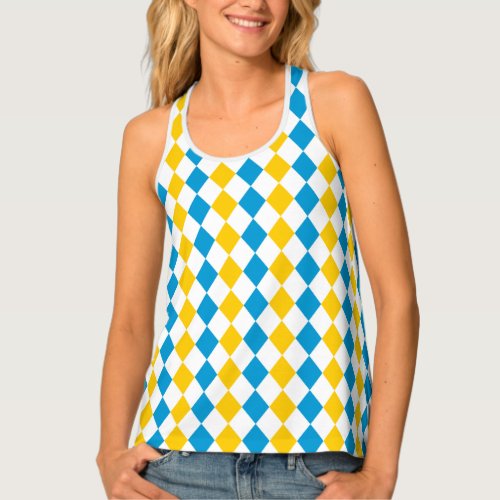 Oktoberfest Outfit Bayern Blue Yellow and White Tank Top