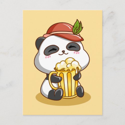 Oktoberfest Panda Bear Beer Postcard