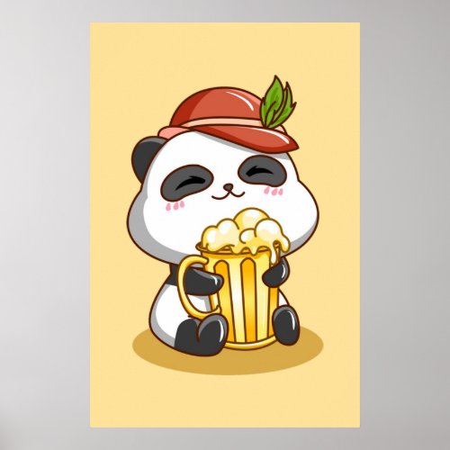 Oktoberfest Panda Bear Beer Poster