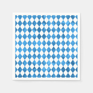 Oktoberfest Party Bavarian Flag Blue Watercolor Napkins