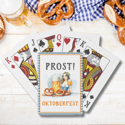 Oktoberfest Party Beer And Pretzels ai Save Date Poker Cards