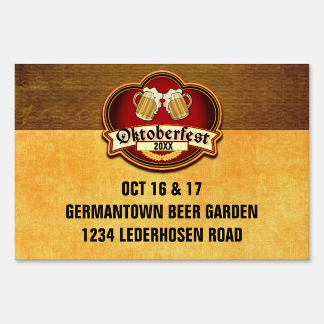 Oktoberfest Party Custom Date and Location Sign (Back)