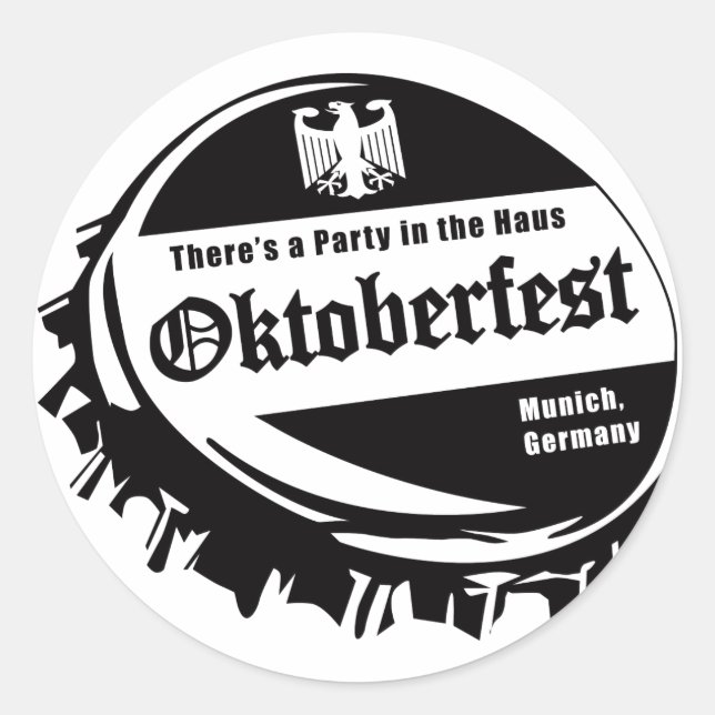 Oktoberfest Party in the Haus Classic Round Sticker (Front)