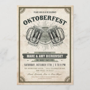Oktoberfest Party Invitation   Vintage Retro