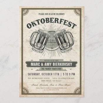 Oktoberfest Party Invitation | Vintage Retro by Anything_Goes at Zazzle