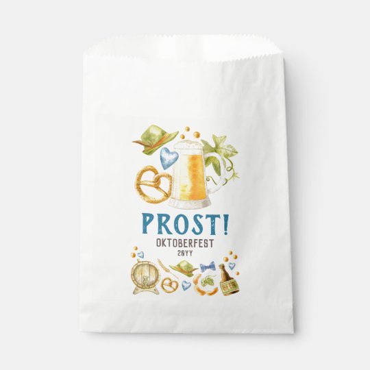 Oktoberfest Party Rustic Bavarian Beer & Pretzel Favor Bag