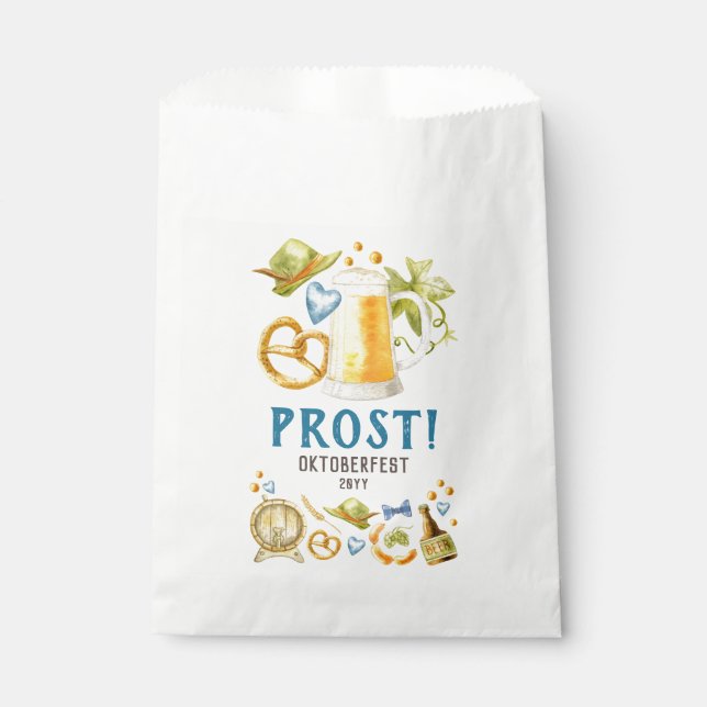 Oktoberfest Party Rustic Bavarian Beer & Pretzel Favor Bag (Front)