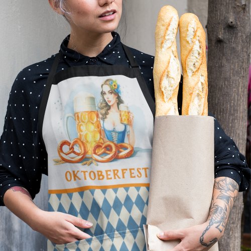 Oktoberfest Party With Beer And Pretzels ai  Apron